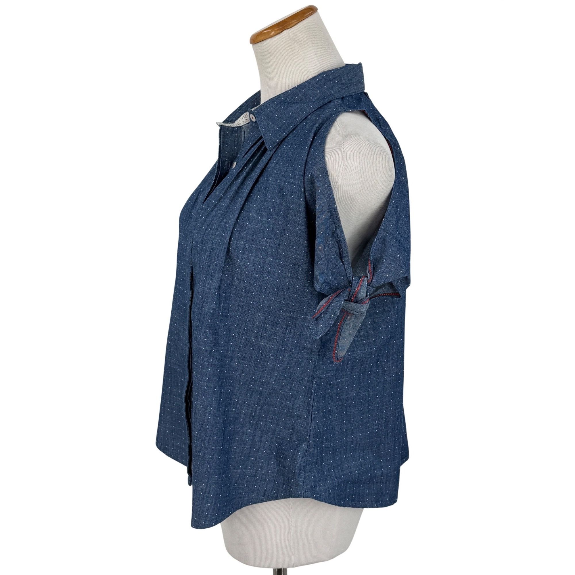 Anthropologie NWT Anthropologie Chambray Cold Shoulder Top | Coastal Cowgi Size M / US 6-8 / IT 42-44 - 12 Thumbnail