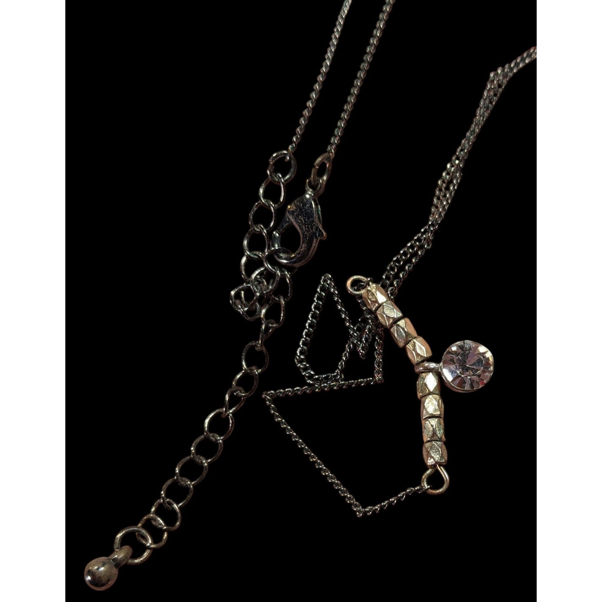 Other Minimalist Brutalist Silver And Gold Tone Rhinestone Pendant Size ONE SIZE - 5 Thumbnail