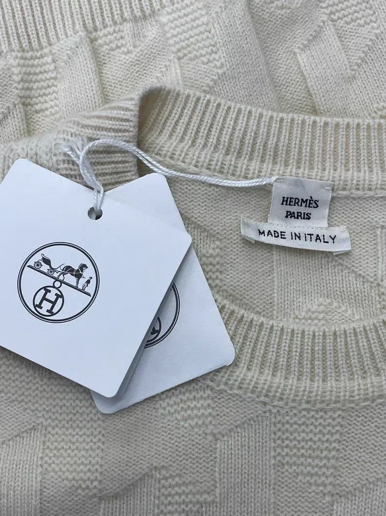Hermes Hermes White H Pattern Knit Sweater Size XS / US 0-2 / IT 36-38 - 3 Thumbnail