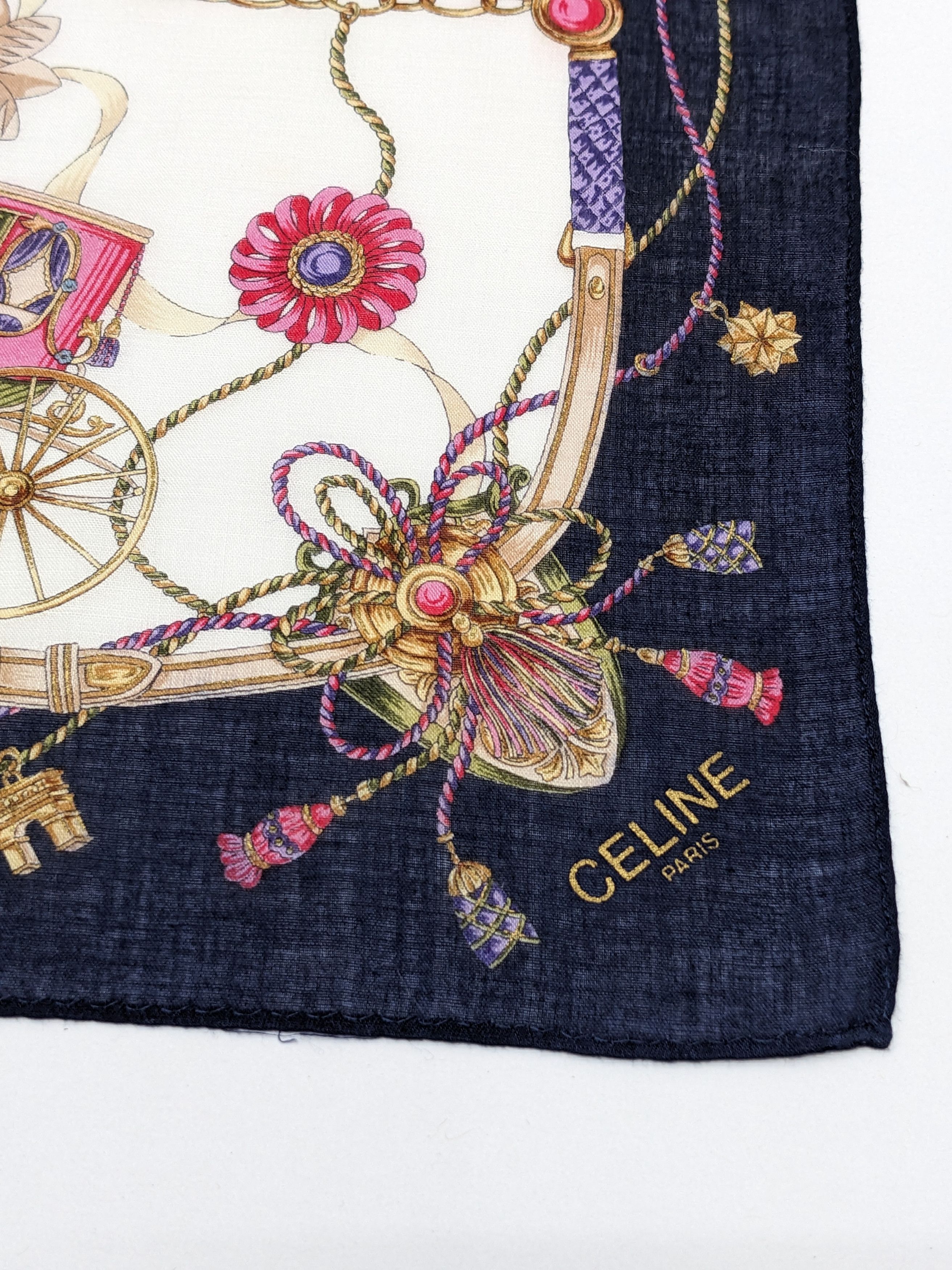 Celine Vintage CELINE Paris Royal Carriage Motif Silk Handkerchief Size ONE SIZE - 2 Thumbnail