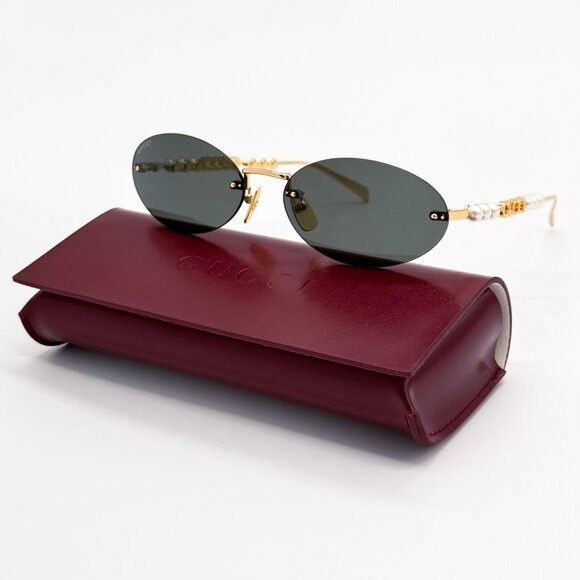 Gucci NEW GUCCI SUNGLASSES GOLD WOMEN OVAL EYEWEAR GUCCI GG1922S 0 Size ONE SIZE - 1 Thumbnail