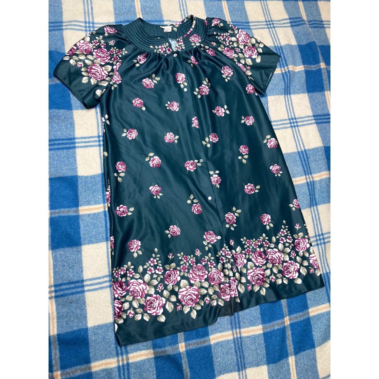 Vintage VINTAGE carriage court floral dress Pearl Snap flower rose made USA Womens M Green Dress Size M / US 6-8 / IT 42-44 - 2 Thumbnail