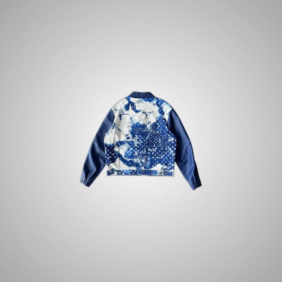 Louis Vuitton LOUIS VUITTON BLUE BANDANA MIXED LEATHER JACKET Size US XXL / EU 58 / 5 - 2 Thumbnail