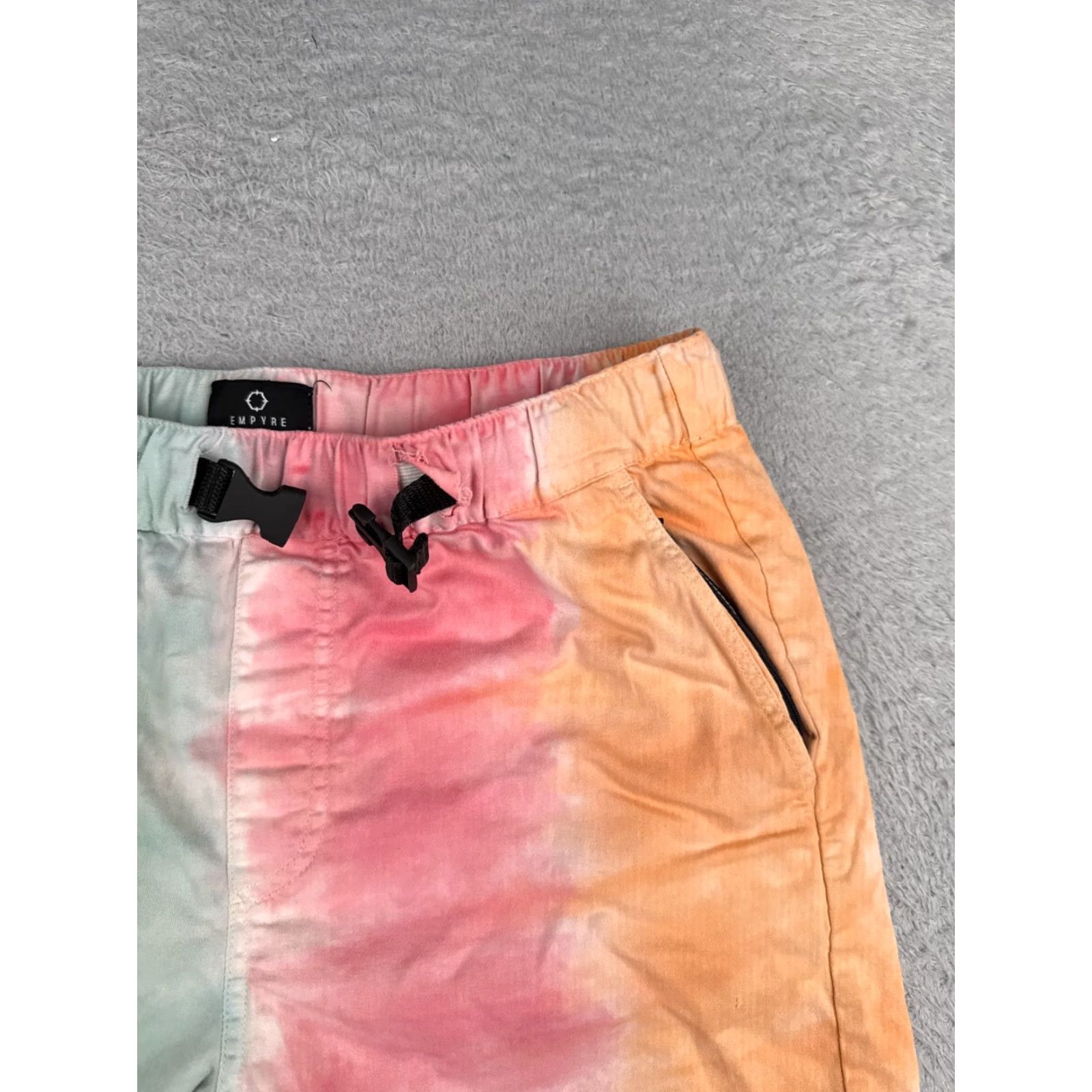 Empyre Empyre Mens Shorts Cargo 32x7 Pink Green Belted Zipper Pockets Hike Beach Regular Waist 32 in Polyester Cotton Solid 7 in Inseam Beach Outdoor Mens Size US 29 - 5 Thumbnail