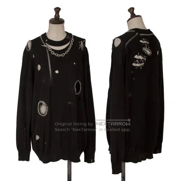 Junya Watanabe Junya Watanabe Black vintage decorative design sweater Size S / US 4 / IT 40 - 1 Thumbnail