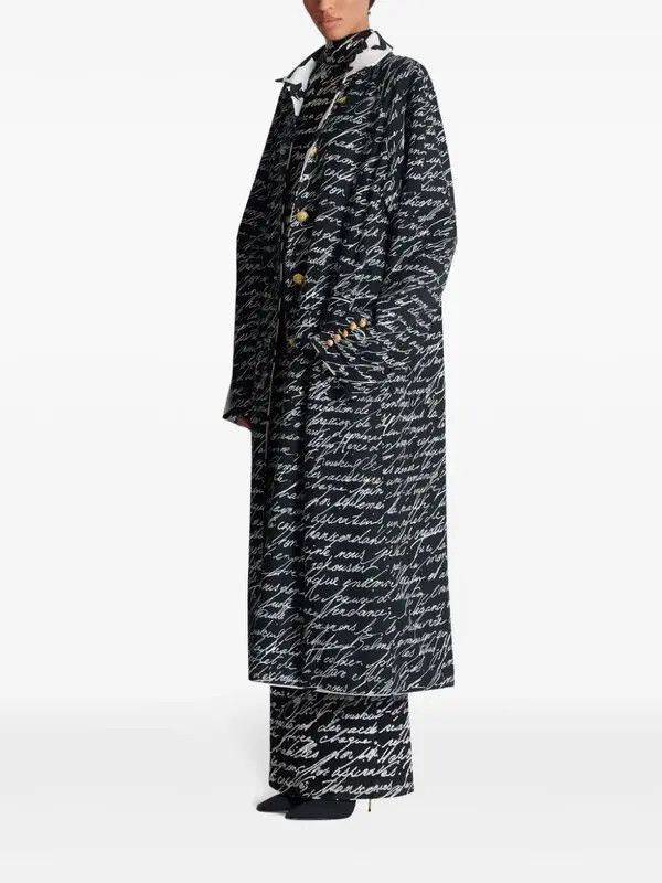 Balmain o1s1wg111225 Love Letter Reversible Coat in Black/White Size L / US 10 / IT 46 - 5 Thumbnail