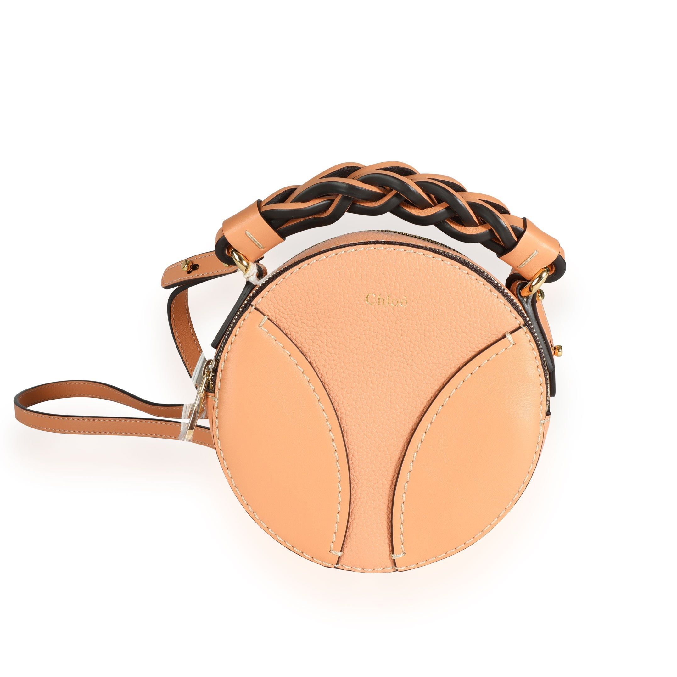 image of Chloe Chloé Peach Bloom Grained Calfskin Mini Round Daria Bag in Pink, Women's