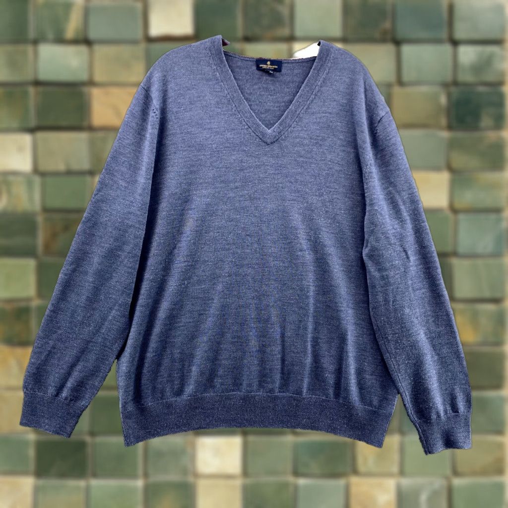 Brooks Brothers Brooks Brothers Sweater Men XL Blue V-Neck Extra Fine Merino Wool Knit Preppy 90s Size US XL / EU 56 / 4 - 1 Thumbnail