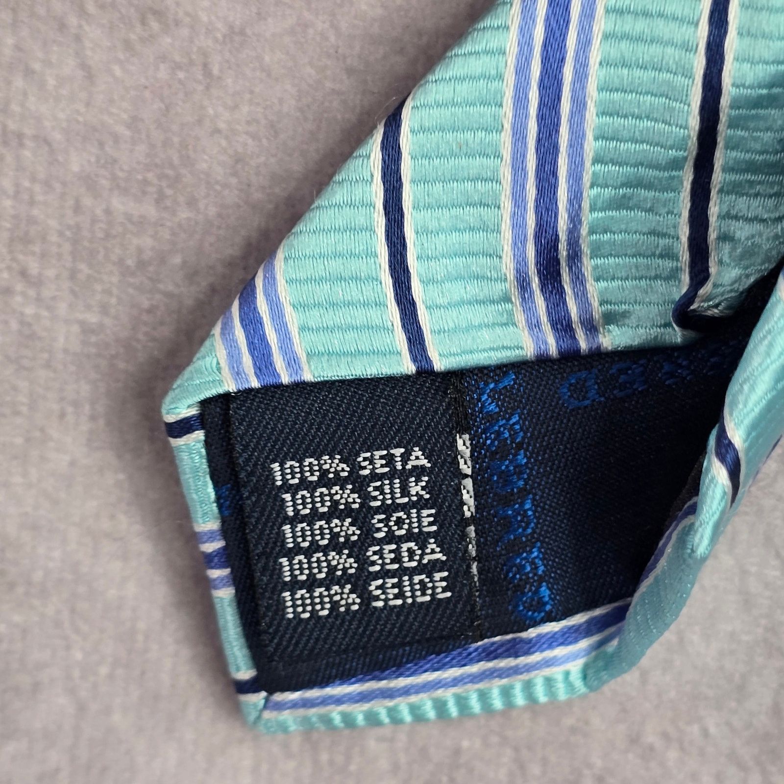 Saddlebred Saddlebred Blue Stripe Repp 100% Silk Men's Neck Tie Size 30 - 5 Thumbnail