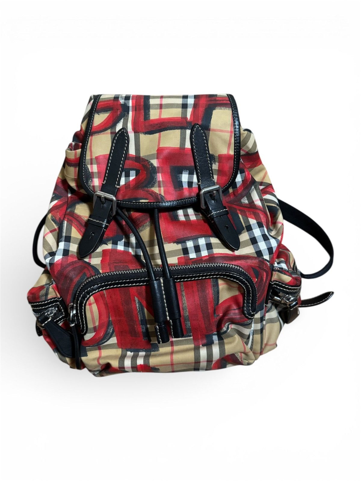 Burberry 🔥Rare Burberry Graffiti Nova Check Leather Canvas Backpack Size ONE SIZE - 1 Thumbnail