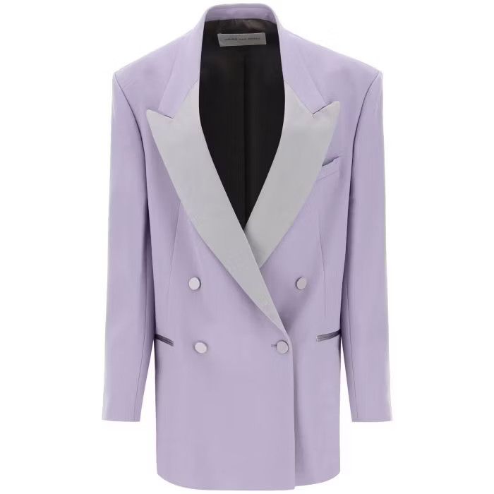image of Dries Van Noten O1S22I1N0524 Breasted Tuxedo Blazer In Purple, Women's (Size Small)