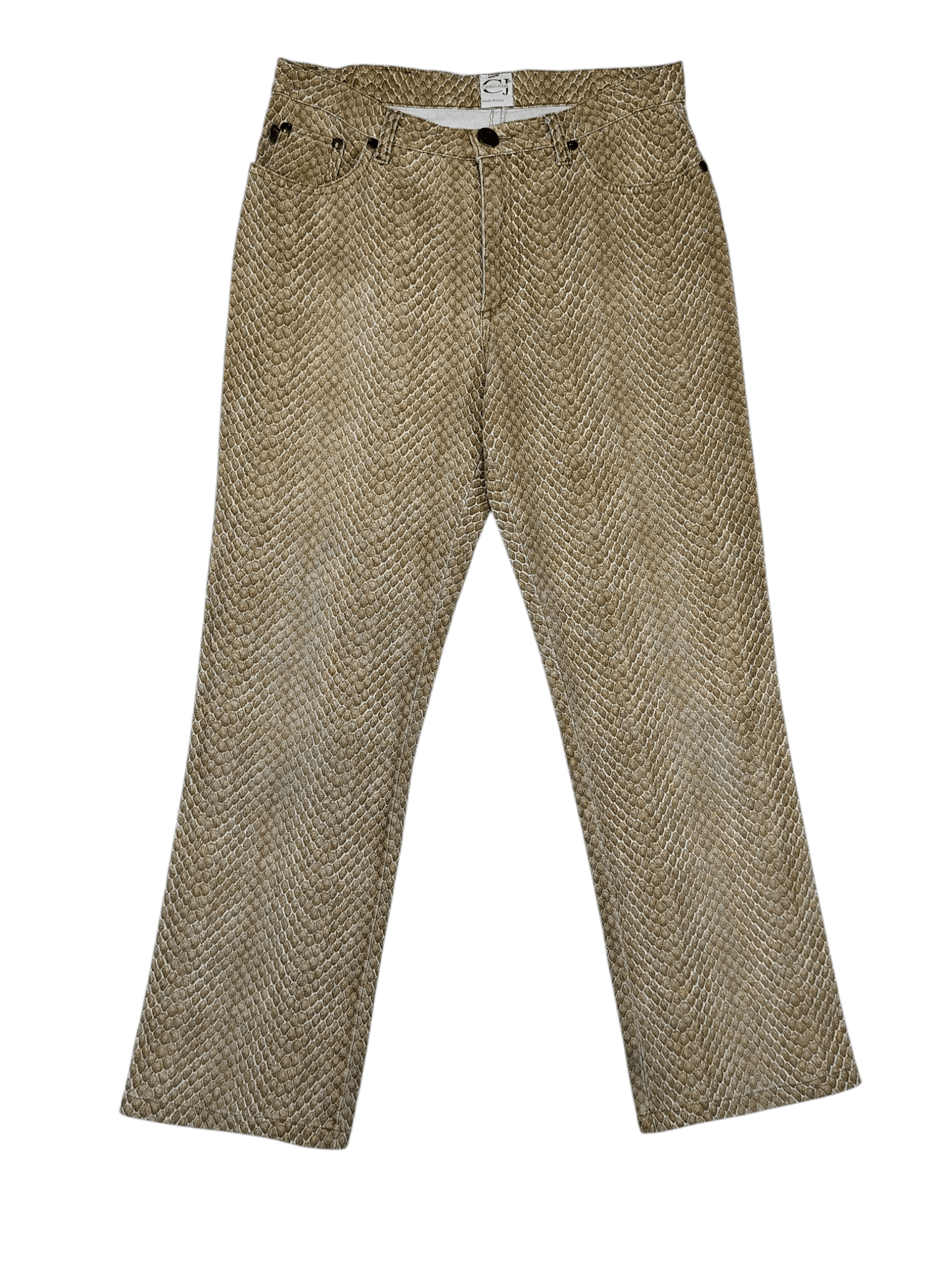 Roberto Cavalli 90s Cavalli Jeans- Python Skin Print Glam Rock Trousers Size 31" - 1 Thumbnail