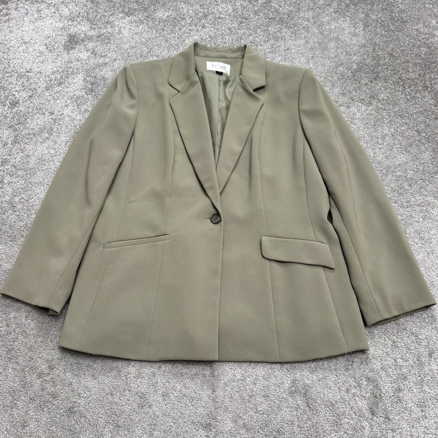 Vintage VINTAGE Le Suit 2Pc Set Dress Pants Blazer Womens 16P Petite Green Wide Leg Size 38" / US 16 / IT 52 - 2 Thumbnail