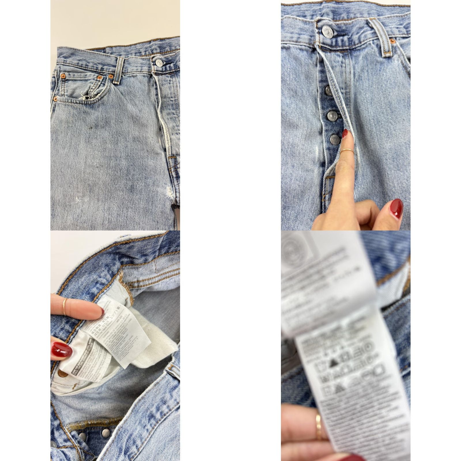 Levi's VINTAGE Levi's 501 Jeans Mens 34x30 Light Wash Blue Button Fly Straight Leg Distressed Size US 34 / EU 50 - 8 Thumbnail