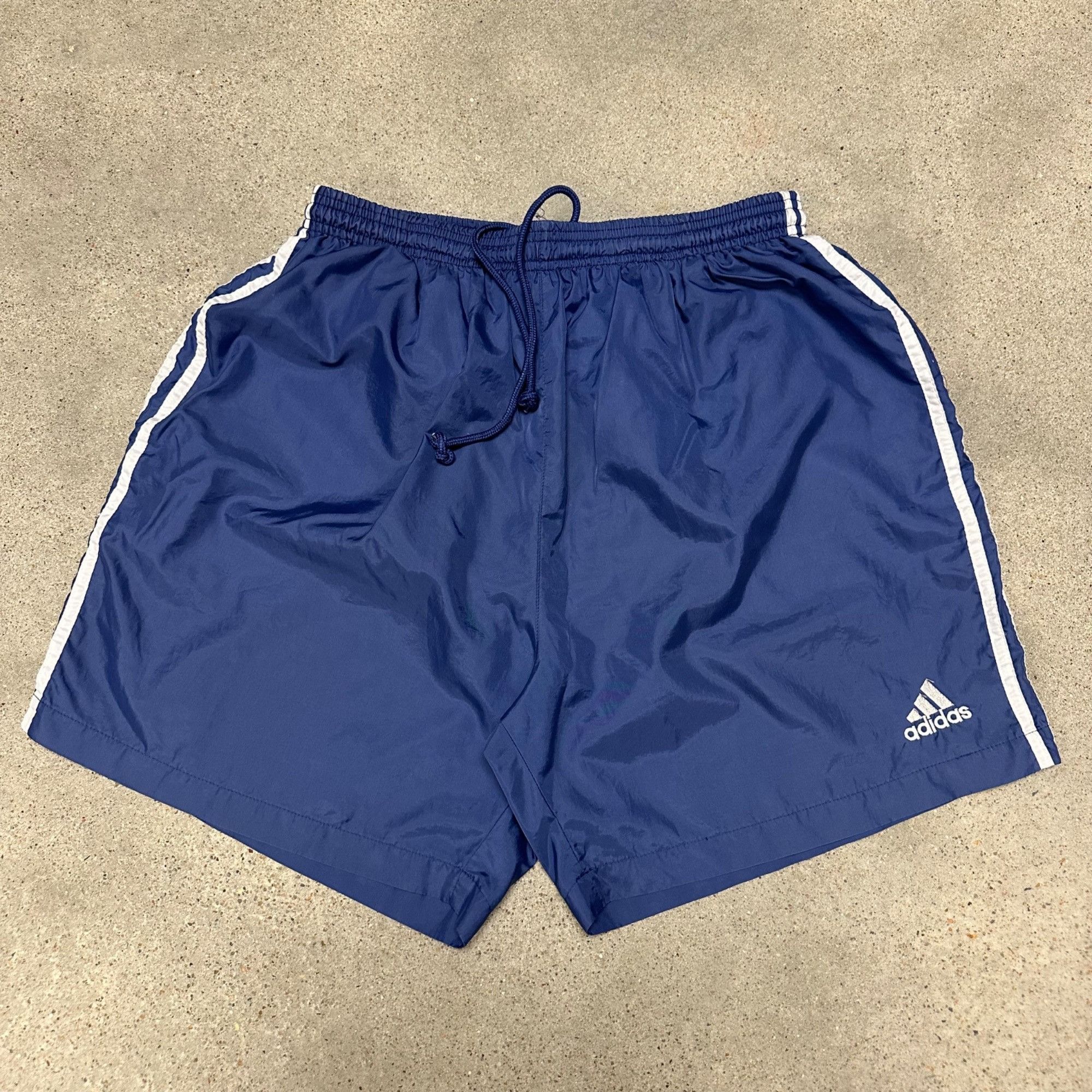 Adidas × Vintage Vintage 90s Adidas 3 Stripe Nylon Shorts Size US 32 / EU 48 - 1 Thumbnail