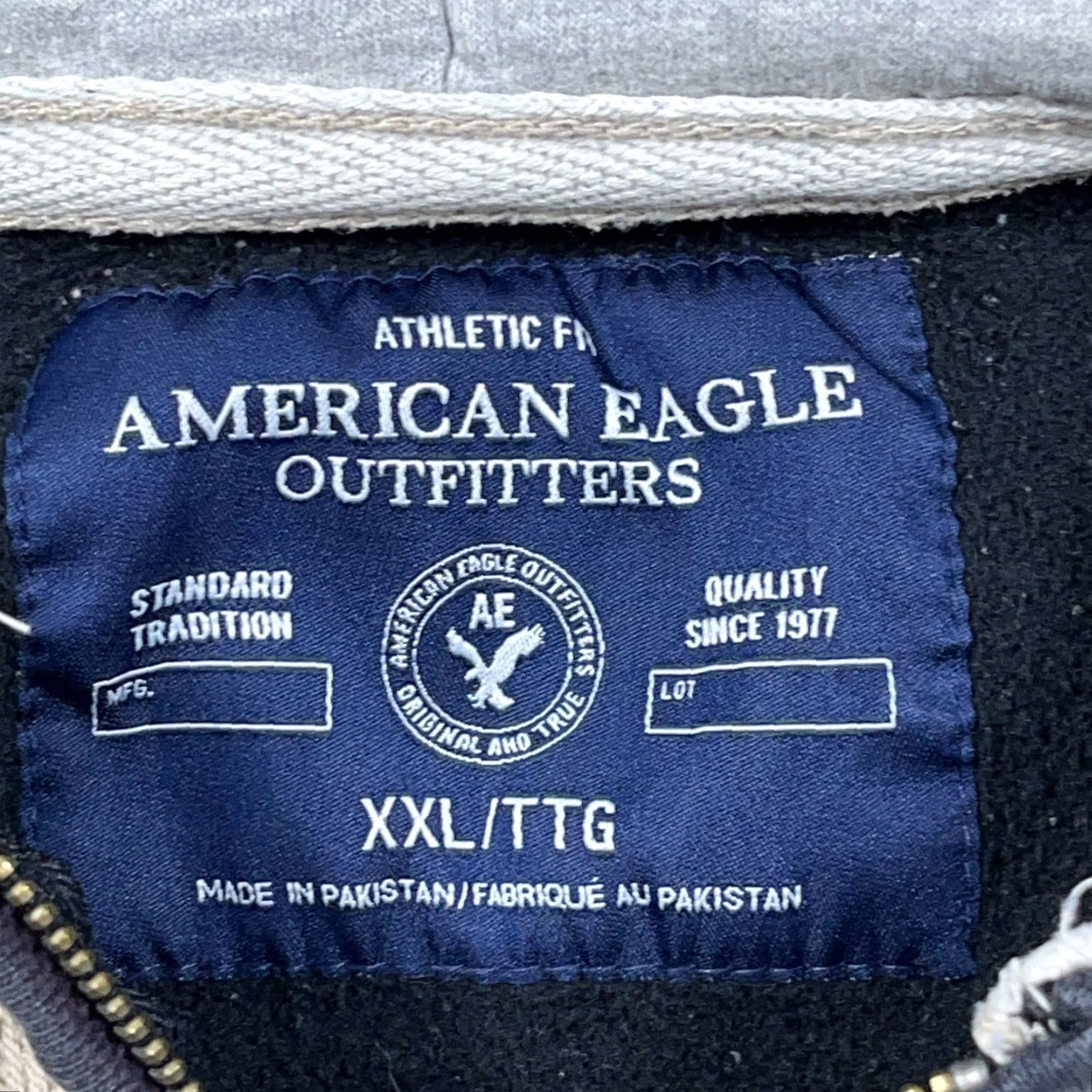 American Eagle Outfitters VINTAGE American Eagle Outfitters Hoodie 2XL Black Full Zip Men XXL Grunge Logo Graphic Print Sleeves Long Sleeve Casual Sweatshirt Jacket Size US XXL / EU 58 / 5 - 4 Thumbnail
