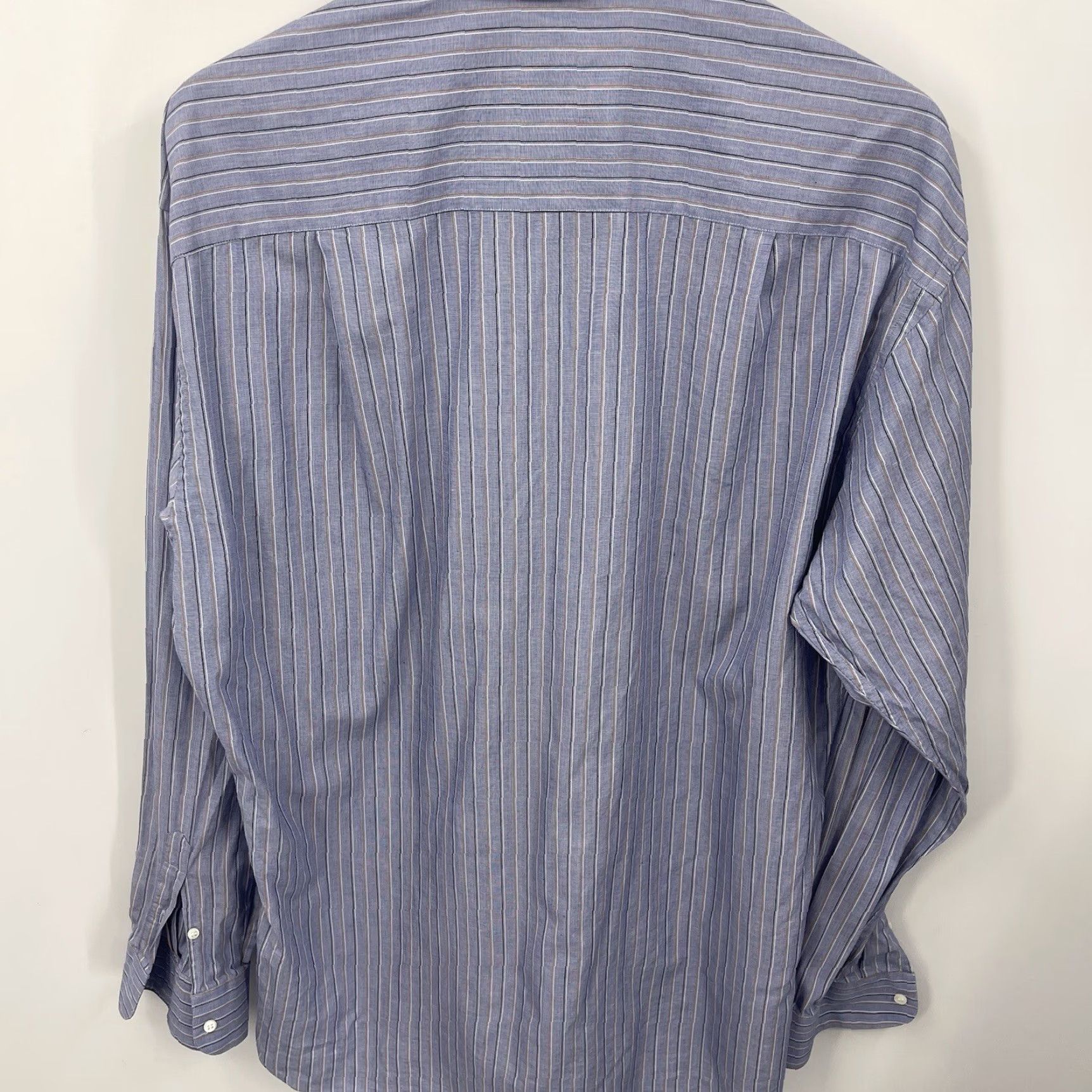 Ermenegildo Zegna VINTAGEErmenegildo Zegna Shirt Mens XL 16 Striped Blue Preppy Cotton Pocket Button Shirt Size US XL / EU 56 / 4 - 4 Thumbnail