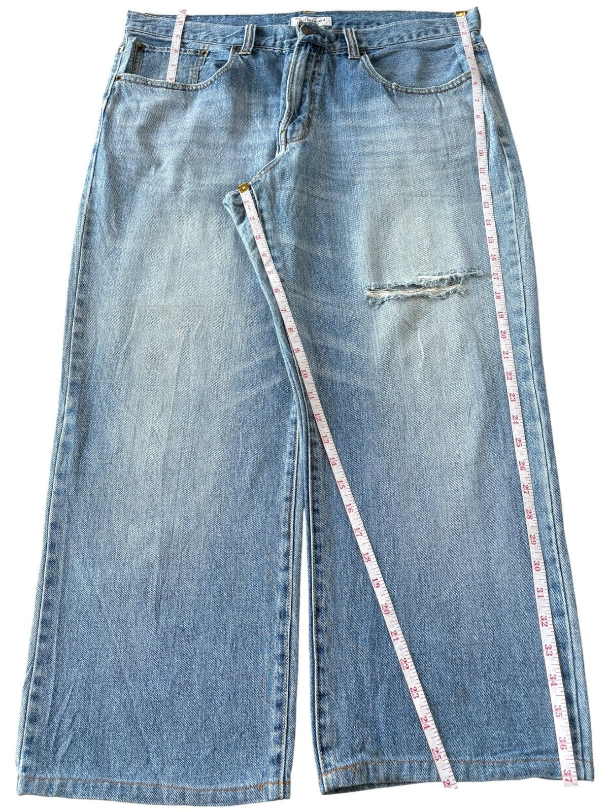 JNCO Vintage Japanese Brand Faded Wash Distress Baggy Jeans Size 38" / US 16 / IT 52 - 7 Thumbnail