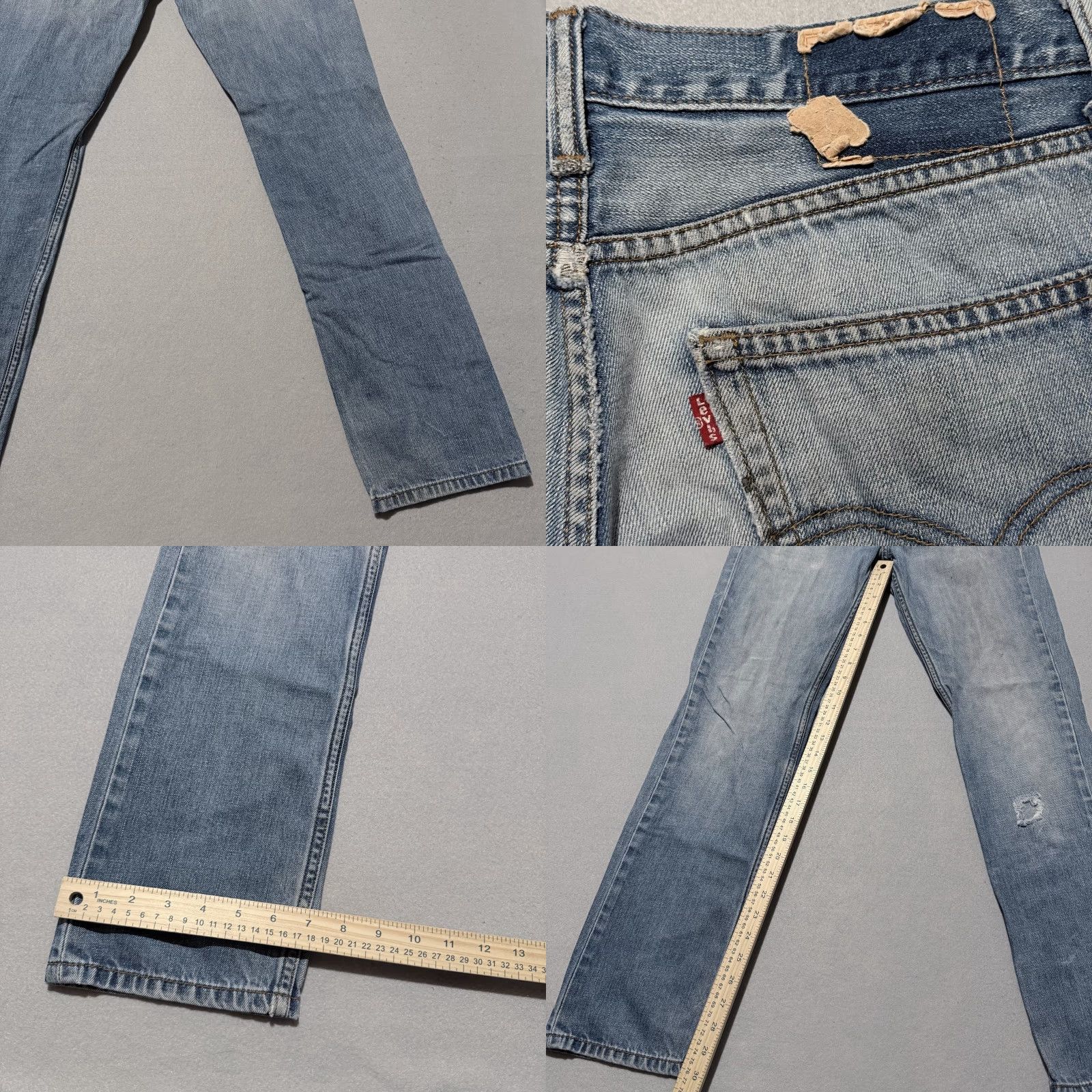 Levi's Levi’s Jeans Men Blue Denim Mid Rise Distressed Zip Fly 31x30 Straight Slim - 5-Pocket Design Vintage No Size US 31 - 8 Thumbnail