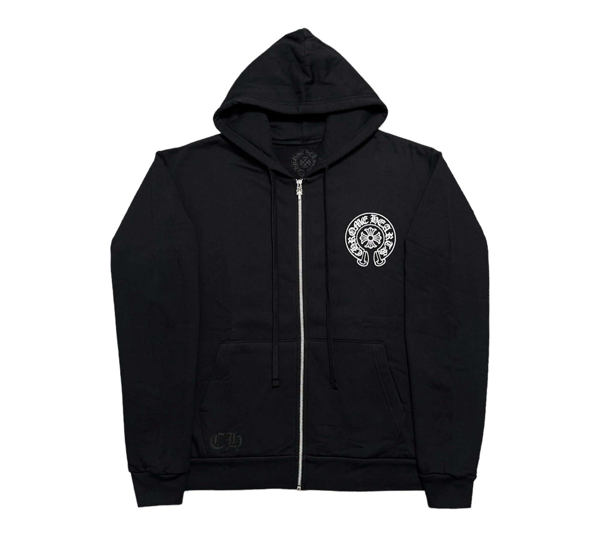 NYC限定 CHROME HEARTS HORSESHOE ZIP UP HOODIE BLACK Chrome Hearts Multi color Horseshoe Logo Zip Up Hoodie