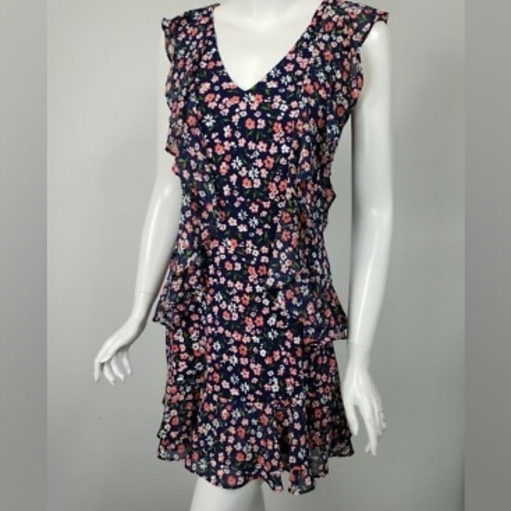 Michael Kors Michael Kors Floral Ruffle V Neck Tank Sleeveless Dress XS Size XS / US 0-2 / IT 36-38 - 1 Thumbnail