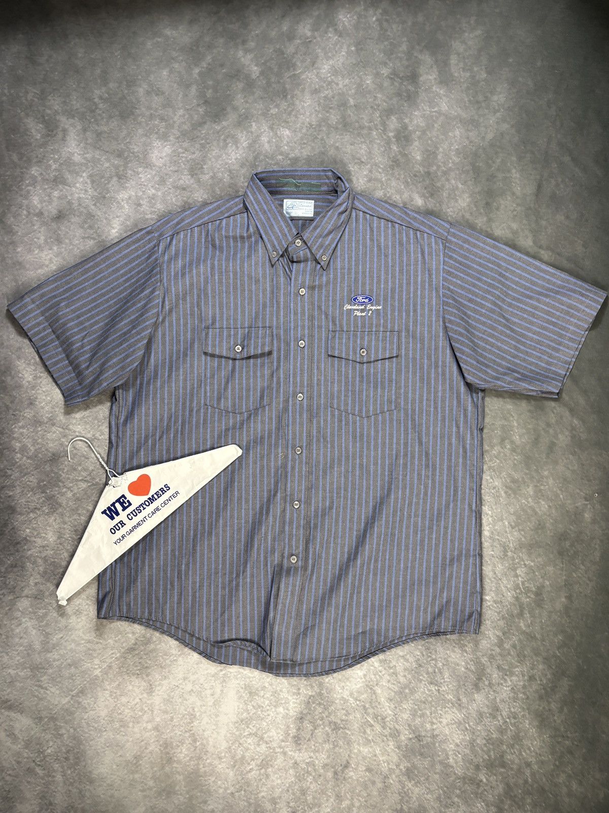 Red Kap × Vintage Vintage Work Shirt Short Sleeve 1990s Striped Ford Motors XL Size US XL / EU 56 / 4 - 3 Thumbnail