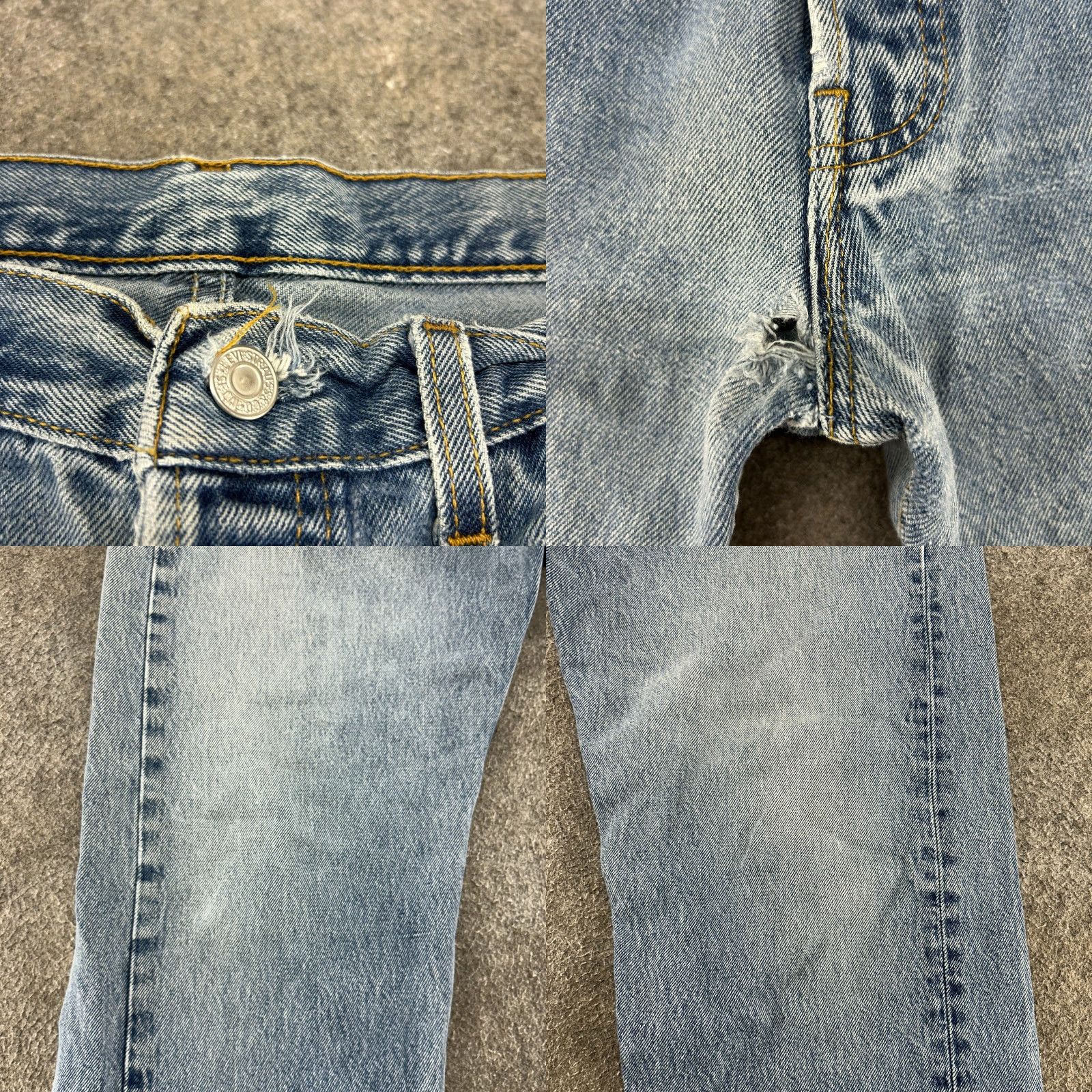 Levi's VINTAGE Levi's 501 Jeans Mens 36x30 Blue Straight Light Wash Distressed UK 90s Mens Size US 36 / EU 52 - 8 Thumbnail