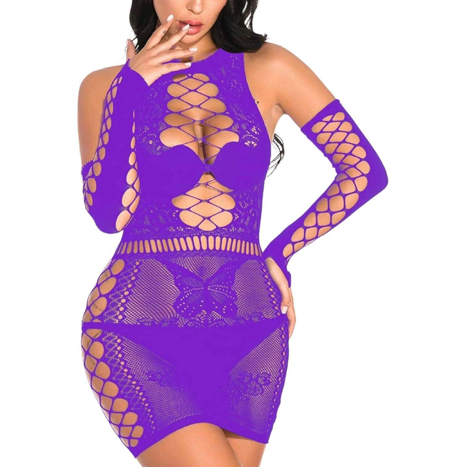 Other NIP Purple Lingerie Babydoll Mesh Mini Dress OS Grailed