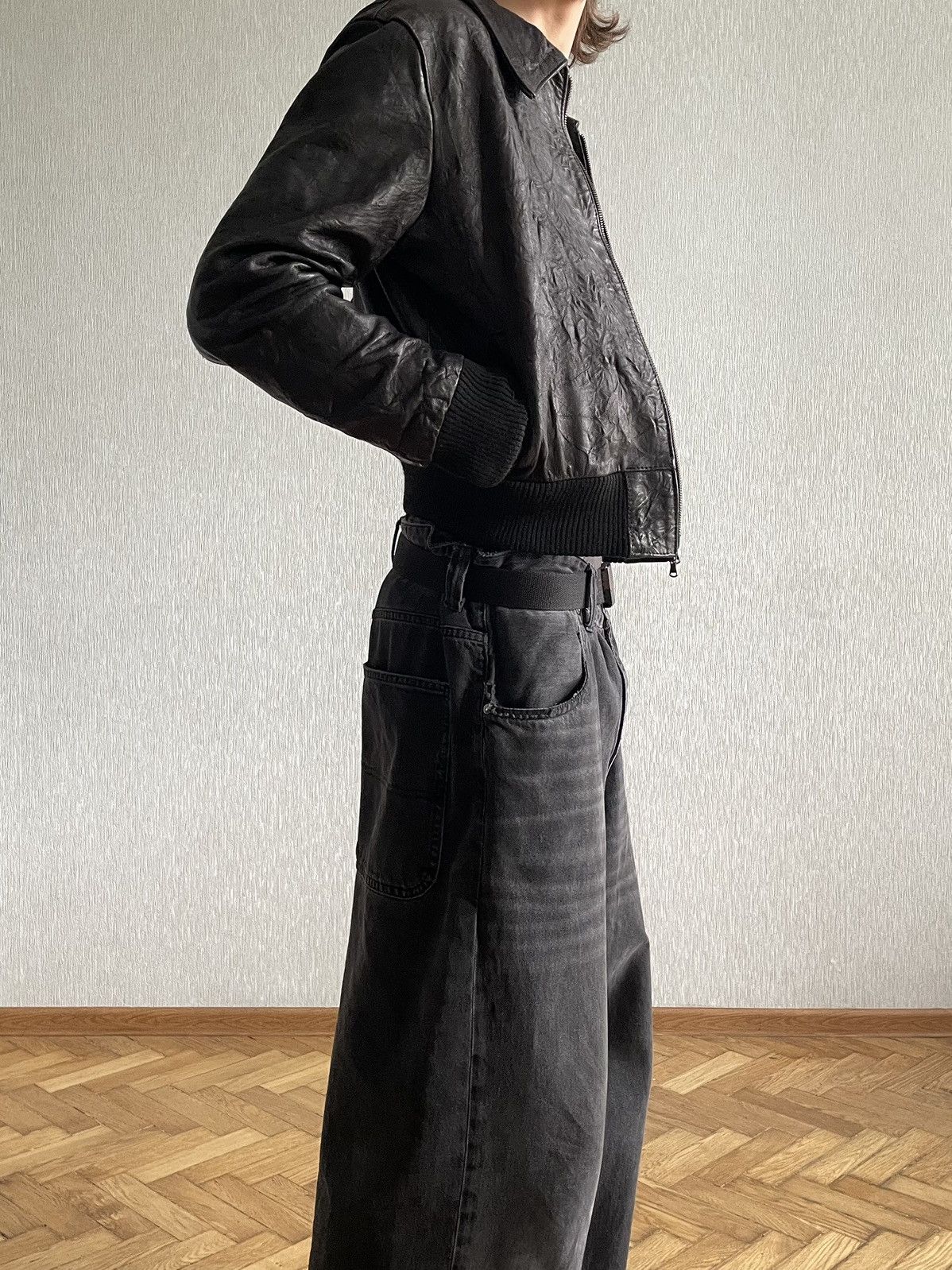 Genuine Leather Grasped Leather: Factured Zip-Jacket Size M / US 6-8 / IT 42-44 - 1 Thumbnail