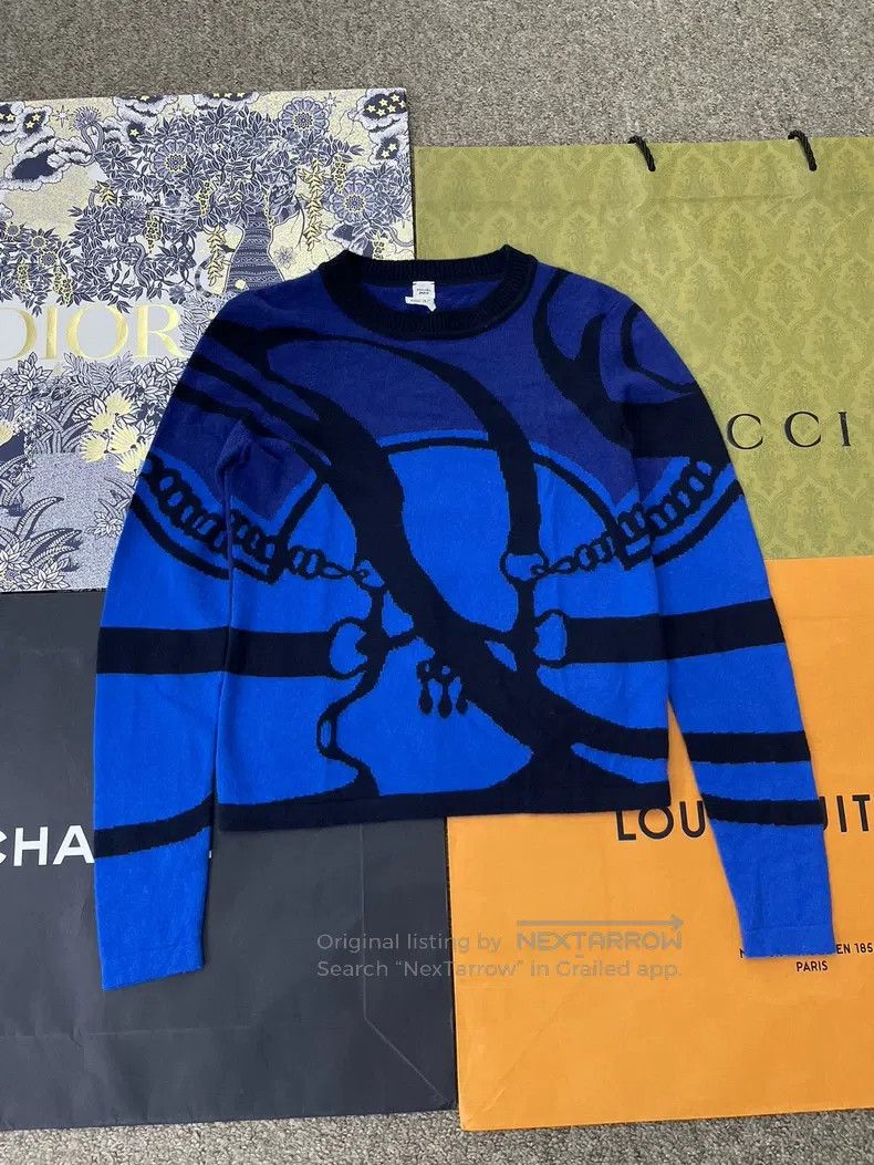 Hermes Hermes Blue and Black Blended Cashmere Knit Sweater Size XS / US 0-2 / IT 36-38 - 1 Thumbnail