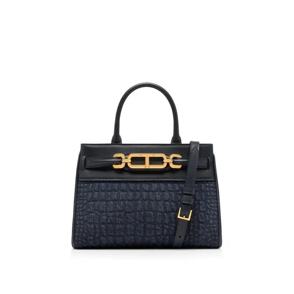 Tom Ford o1sndg0825 L1811 Size: OS/Quilted Denim Small Top Handle Bag Size ONE SIZE - 1 Thumbnail