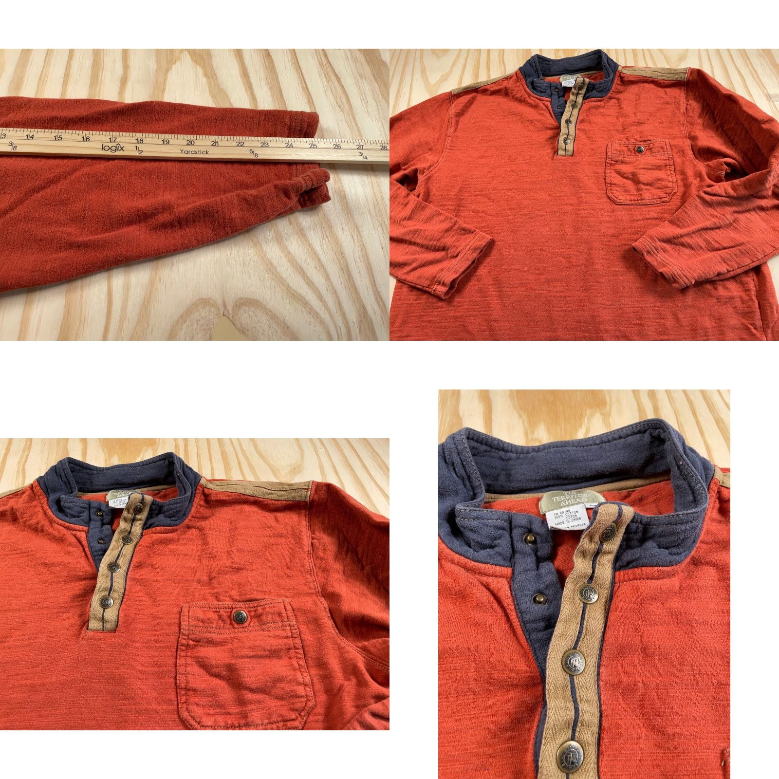 The Territory Ahead Territory Ahead Henley Sweatshirt Adult XL Dark Orange Snap Button Mens Size US XL / EU 56 / 4 - 8 Thumbnail