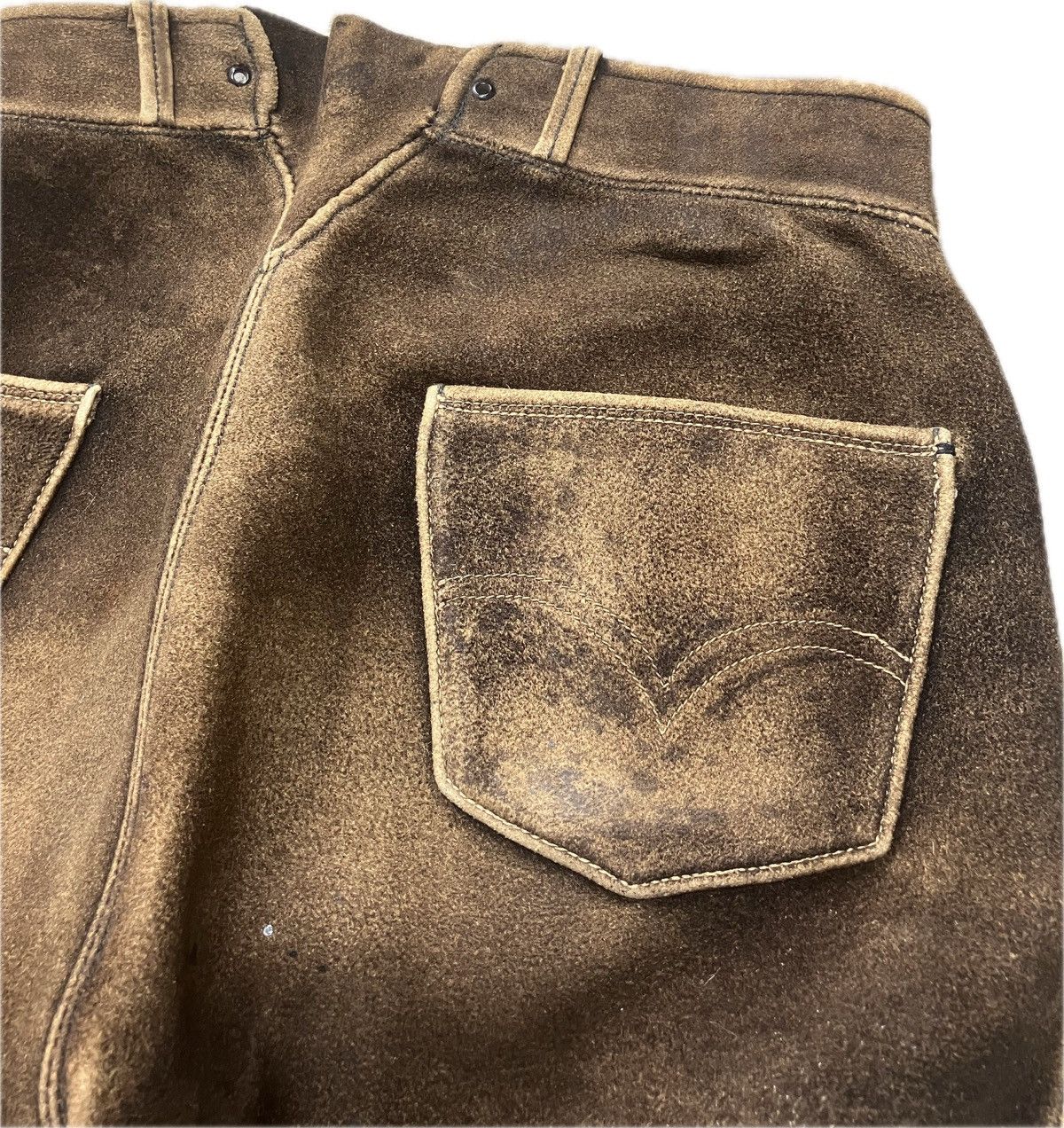 Levi's × Vintage 30’s Lace Back Leather Trousers Buckleback Lederhosen Size US 30 / EU 46 - 10 Thumbnail