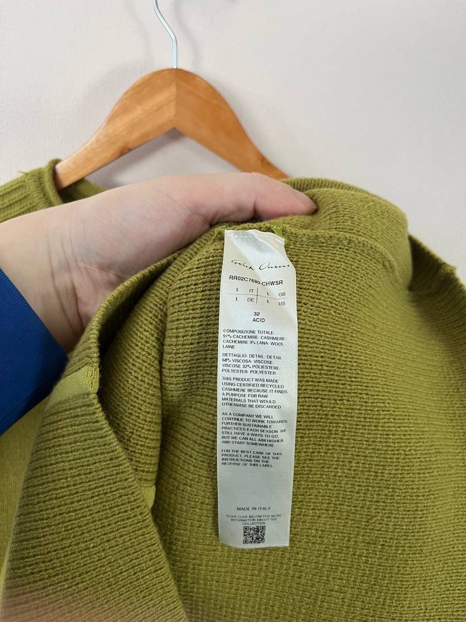 Rick Owens Rick Owens Green Cashmere Wool Ribbed Pullover Sweater Size US L / EU 52-54 / 3 - 5 Thumbnail