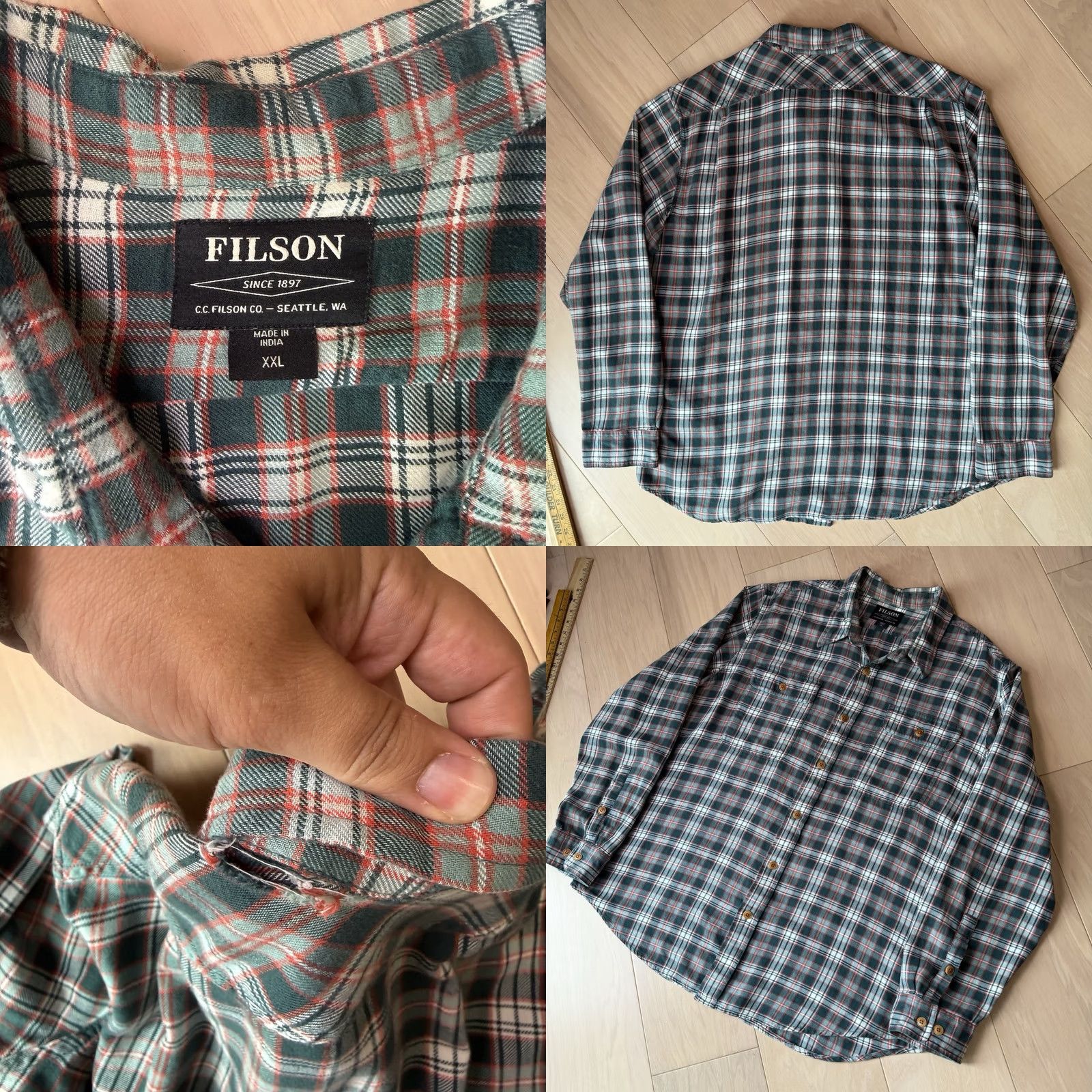 Filson Filson Scout Shirt 2XL Green Multicolor Cotton Flannel Workwear Mens Size US XXL / EU 58 / 5 - 8 Thumbnail