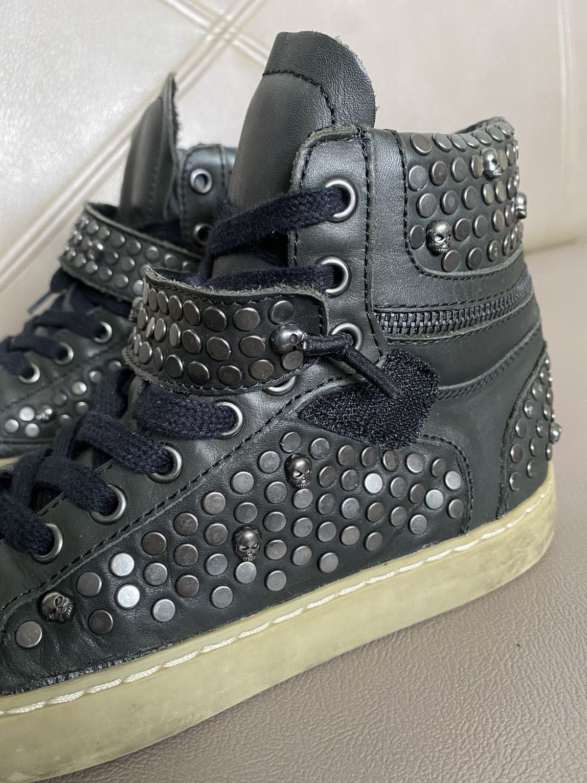 If Six Was Nine Ash studded skull leather high top sneakers Size US 7 / IT 37 - 6 Thumbnail