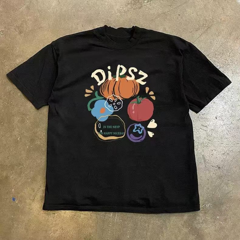 Japanese Brand Black Casual Retro Pumpkin-Print T-Shirt Size US M / EU 48-50 / 2 - 1 Thumbnail