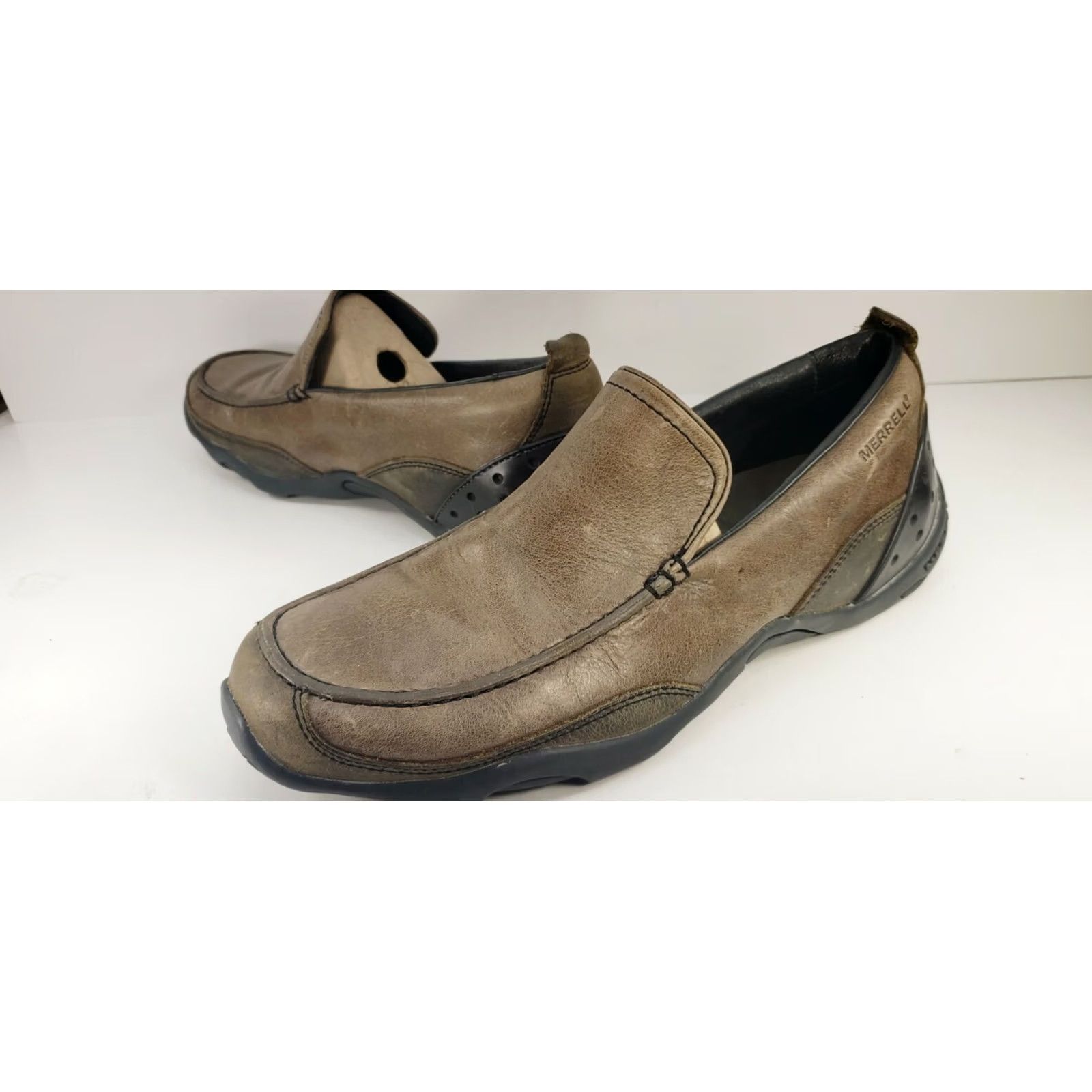 Merrell Merrell Veer Loafers Brown Leather Slip-On Men's 9M J43865 Size US 9 / EU 42 - 4 Thumbnail