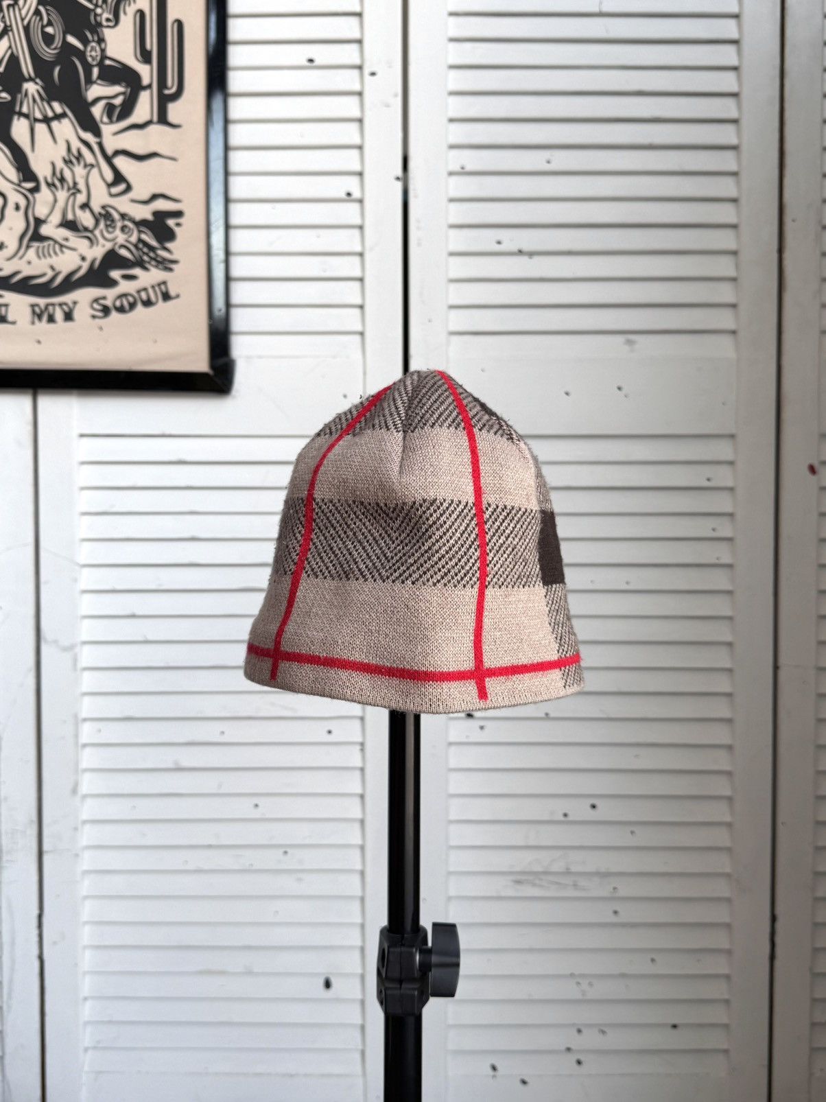 O'Neill Vintage O’Neill Burberry Style Plaid Knit Beanie Hat Ski Y2K Size ONE SIZE - 4 Thumbnail