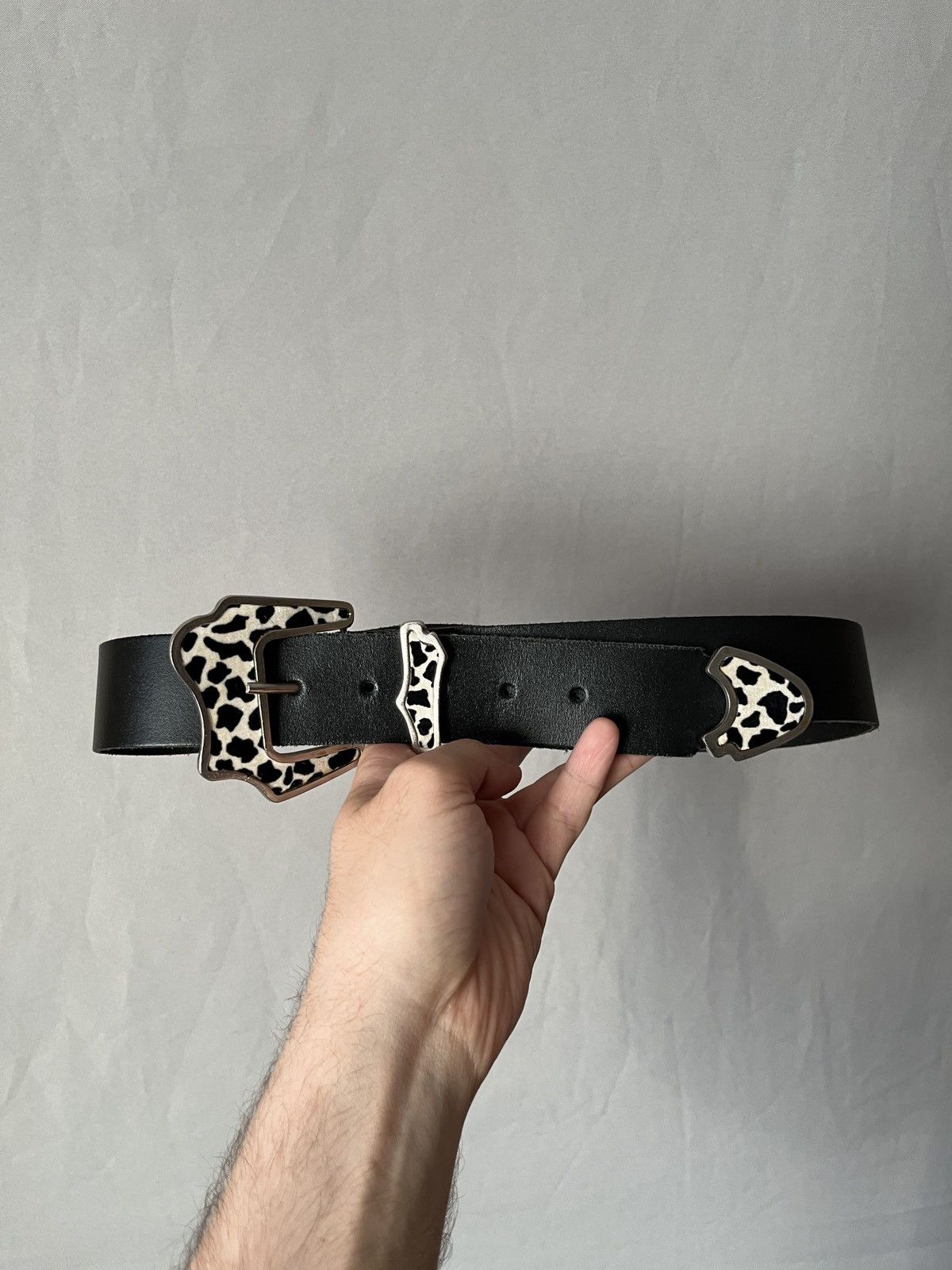 Cowboy Equipment × Vintage Cow Hair Pattern Dalmatian Cowboy Avant Garde Leather Belt Size ONE SIZE - 12 Thumbnail