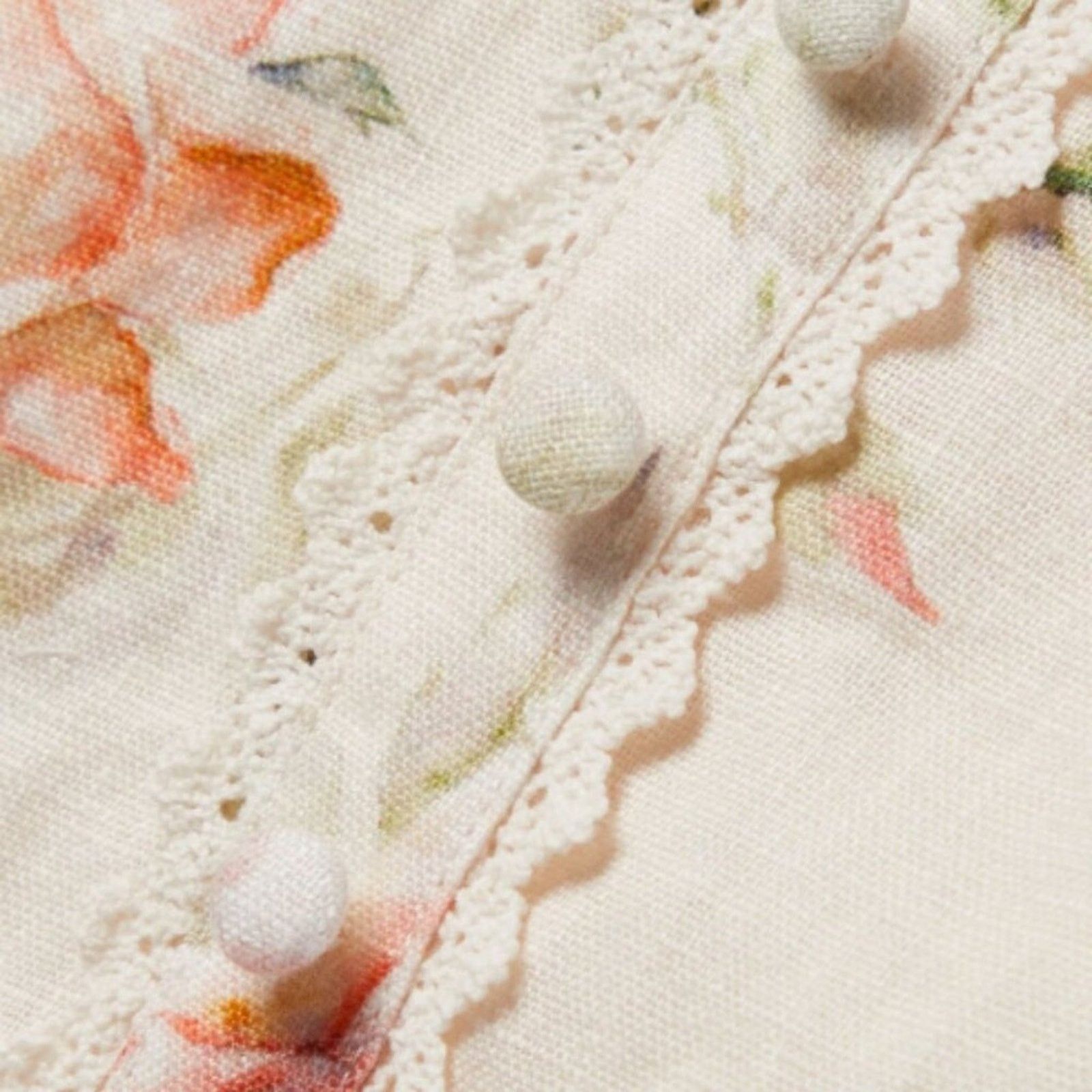 LoveShackFancy Emmalou cropped crochetrimmed floral print linen top Size M / US 6-8 / IT 42-44 - 2 Thumbnail