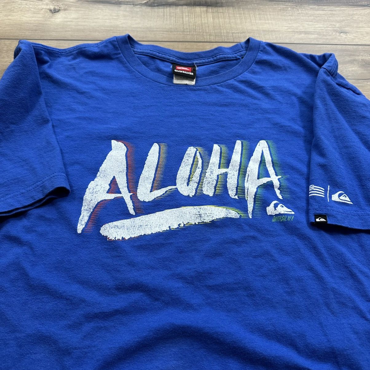 Quiksilver Vintage 2000s Y2K Quiksilver Aloha Blue Surf Graphic Tee Size US XL / EU 56 / 4 - 6 Thumbnail