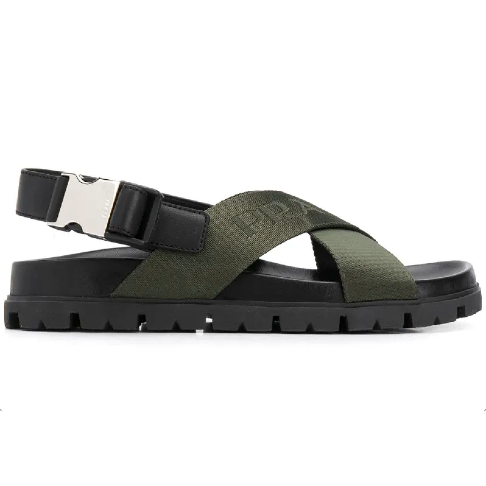 Prada Prada Montana Nastro Criss Cross Strap Buckle Green Black Size US 5.5 / IT 35.5 - 1 Thumbnail