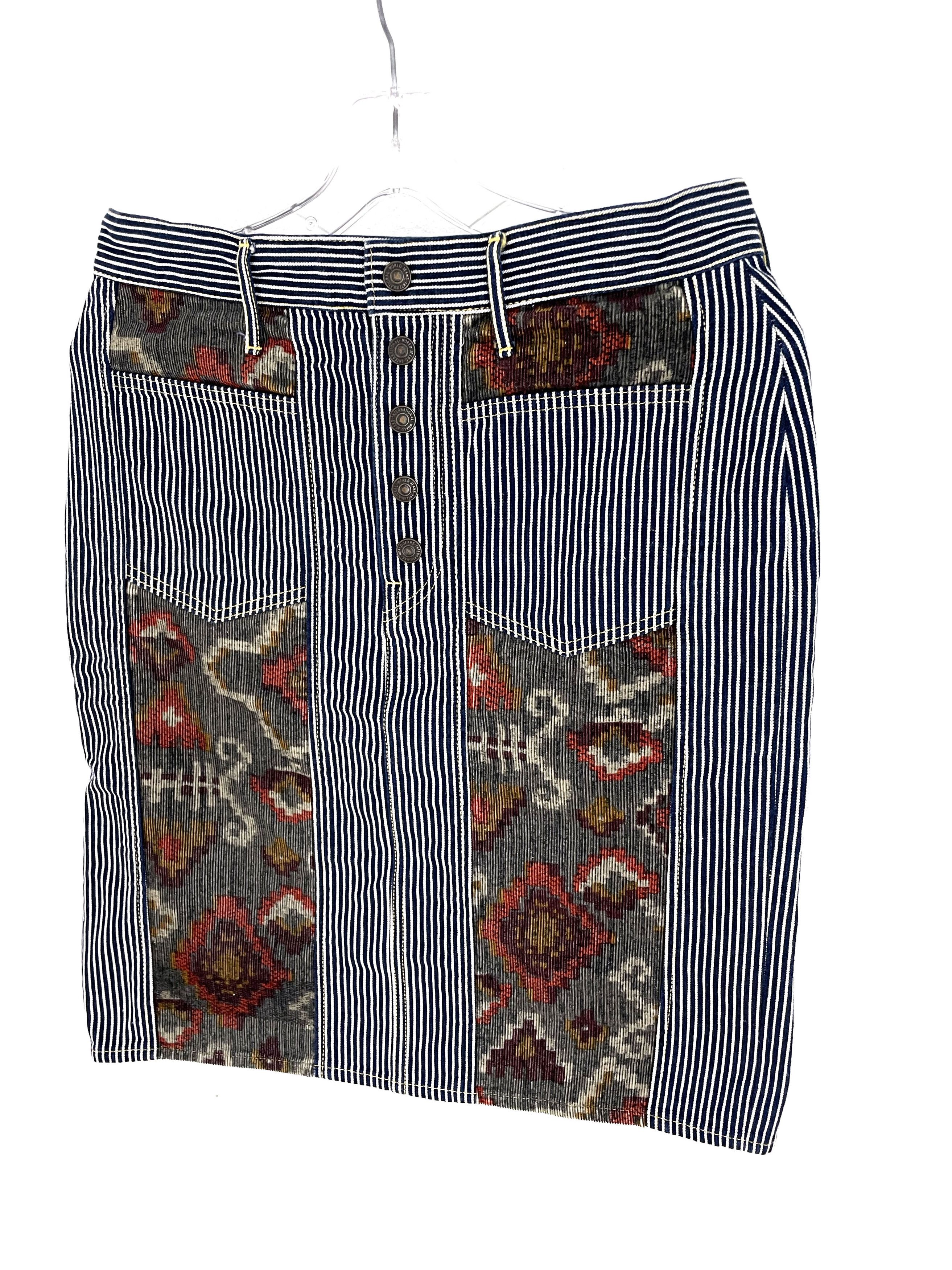 Kapital Ortega Corduroy Hickory Stripe Skirt Size 30" / US 8 / IT 44 - 2 Thumbnail