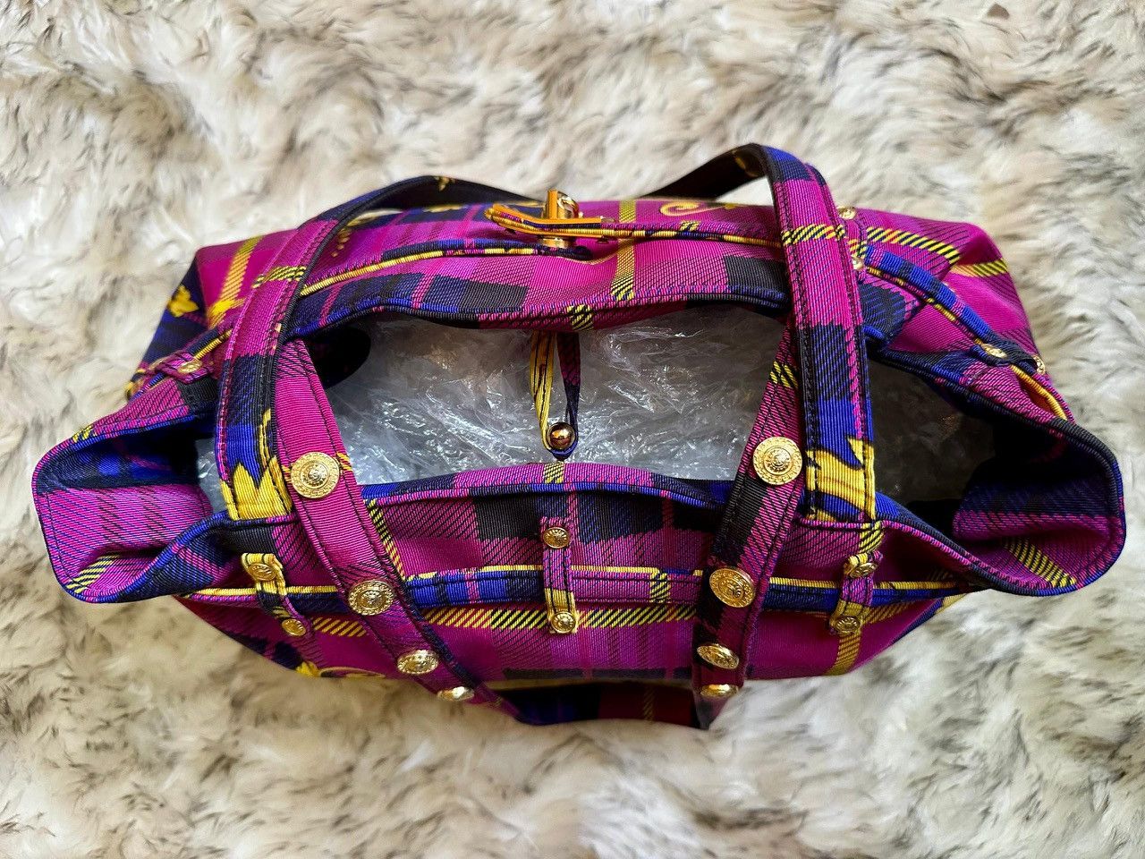 Versace Authentic Gianni Versace Baroque Plaid Print Tote Bag Size ONE SIZE - 6 Thumbnail