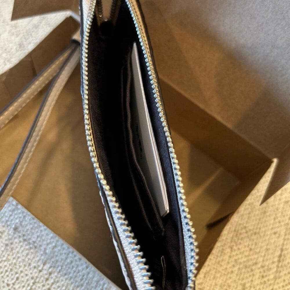 Coach COACH Signature Debossed Patent Leather Wristlet in Platinum Size ONE SIZE - 4 Thumbnail