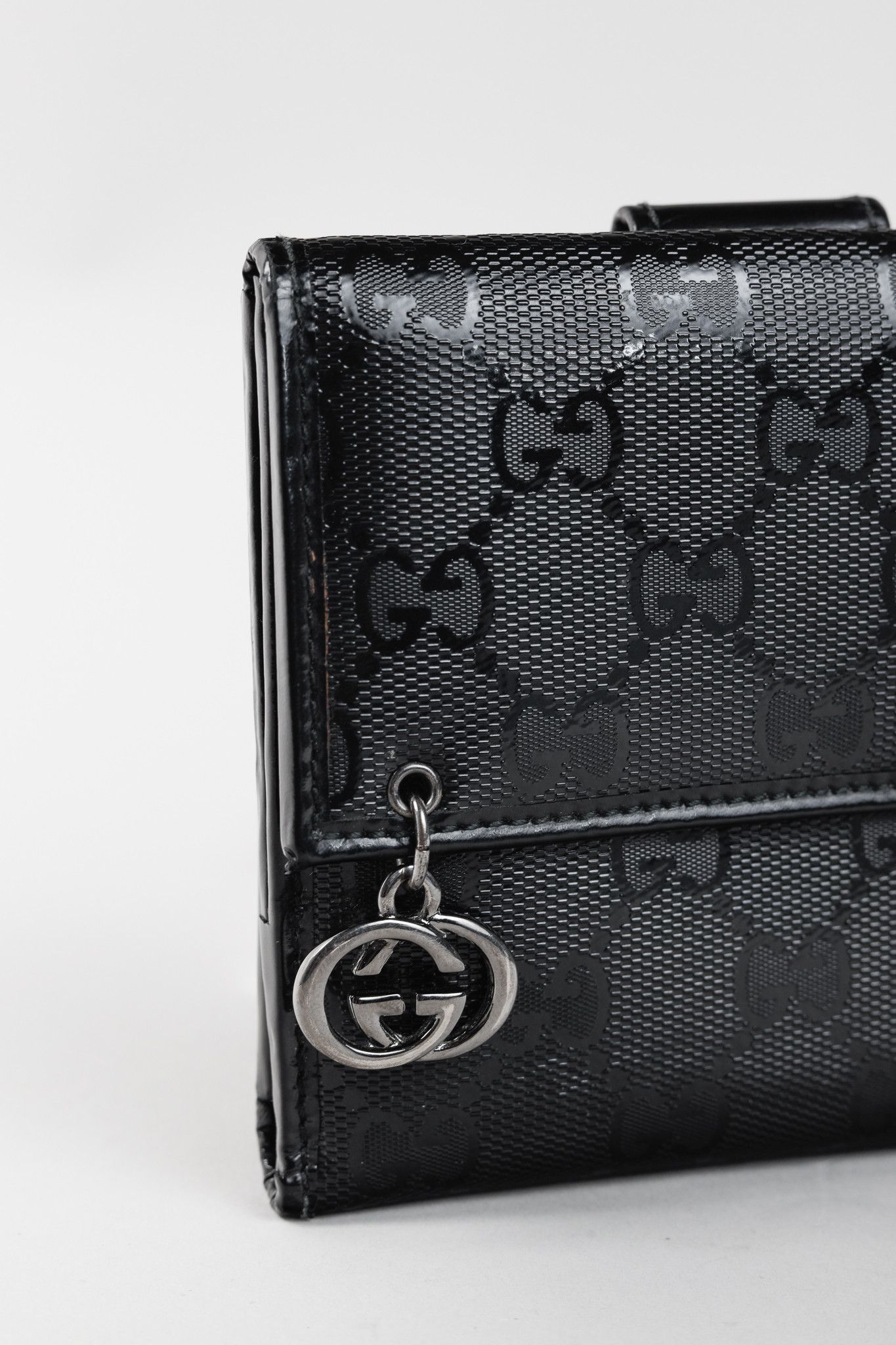 Gucci Gucci Vintage Y2K Black Monogram Compact Leather Wallet Size ONE SIZE - 5 Thumbnail