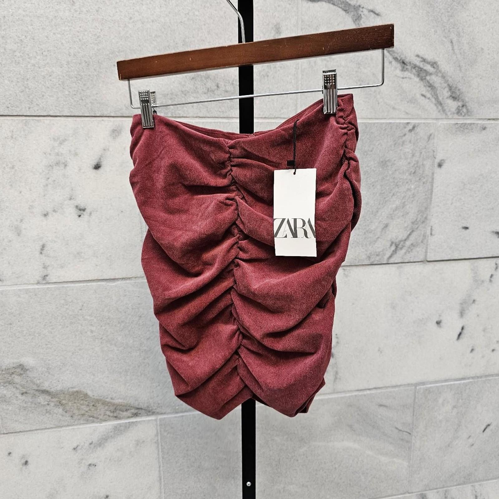 Zara Zara Women's Burgundy Strapless Shirt NWT Size XS / US 0-2 / IT 36-38 - 2 Thumbnail