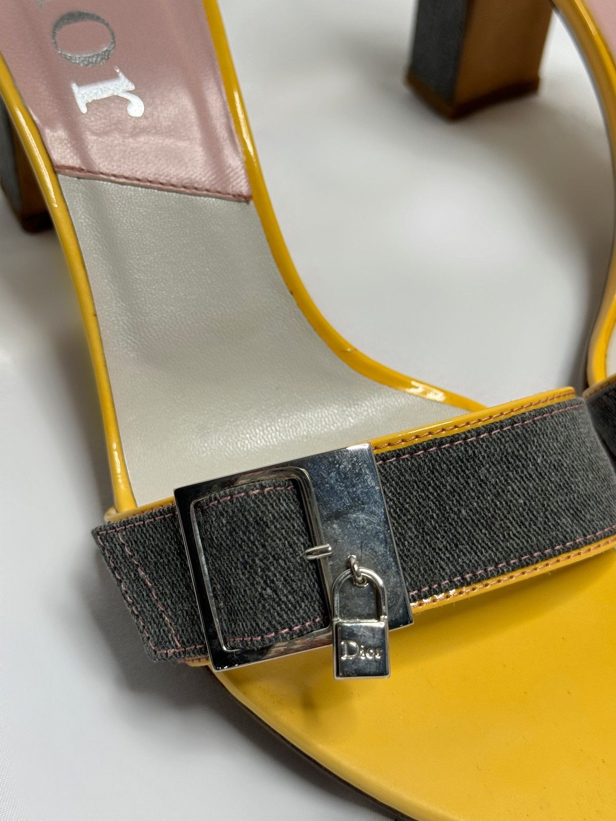 Dior × Vintage Vintage Dior Denim Lock Charm Heels Size US 7 / IT 37 - 4 Thumbnail