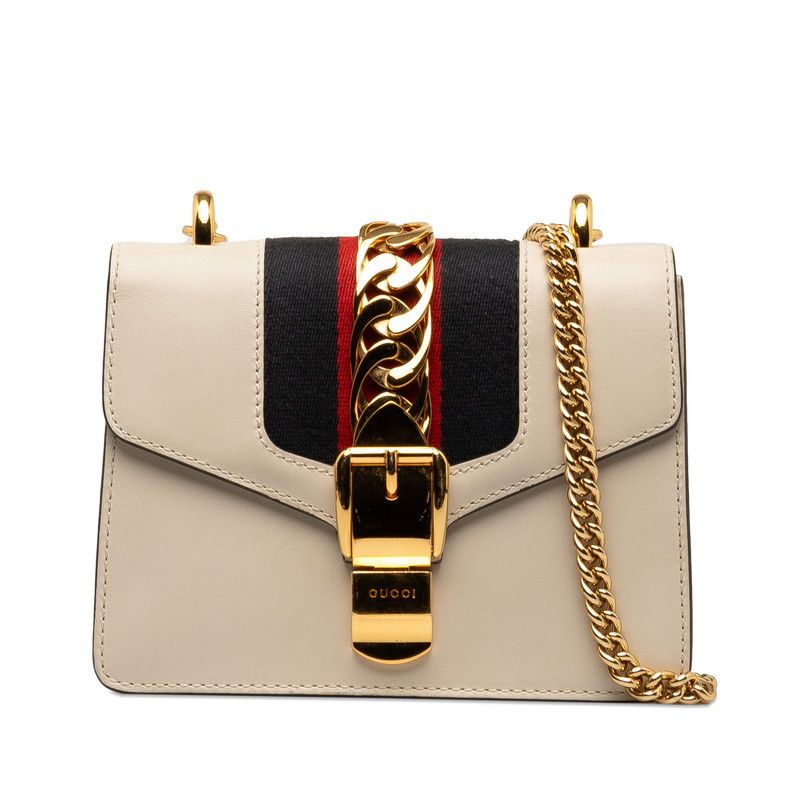 image of Gucci Small Sylvie Shoulder Bag in White, Women's